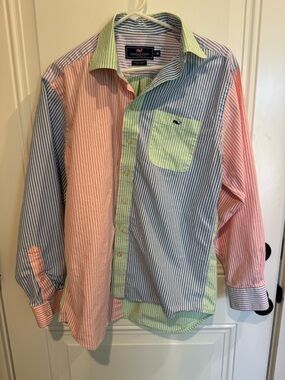 Vineyard Vines Men's Multi-Stripe Button-Down Shirt in Blue, Green, Pink